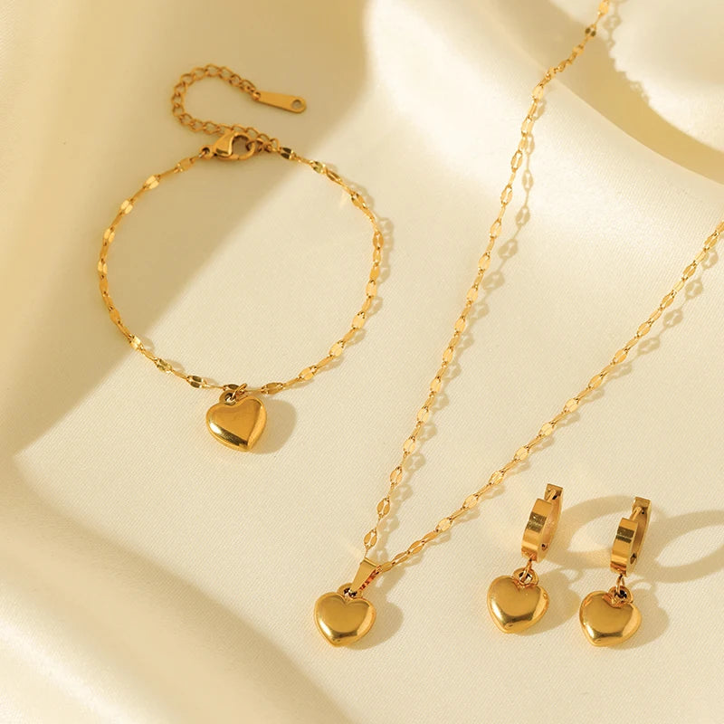 Heart Love 18K Gold Plated Stainless Steel
