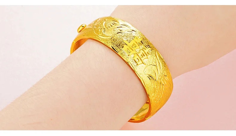 24K Gold Dragon Phoenix Wedding Bracelet