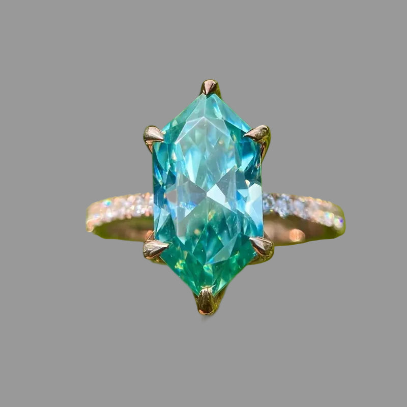 14K Gold Plated Blue Green Marquise Vintage Ring