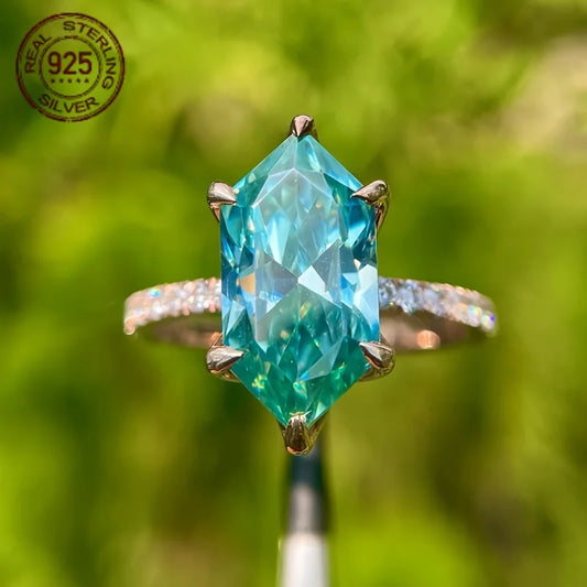 14K Gold Plated Blue Green Marquise Zircon Ring