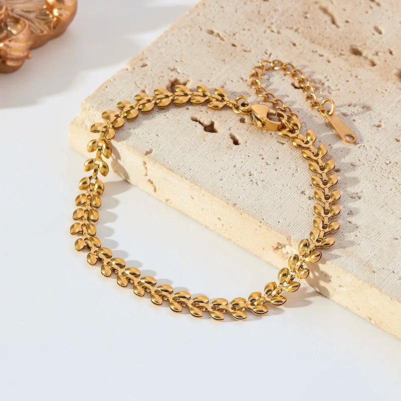 Gold Wheat Chain Jewelry Set
