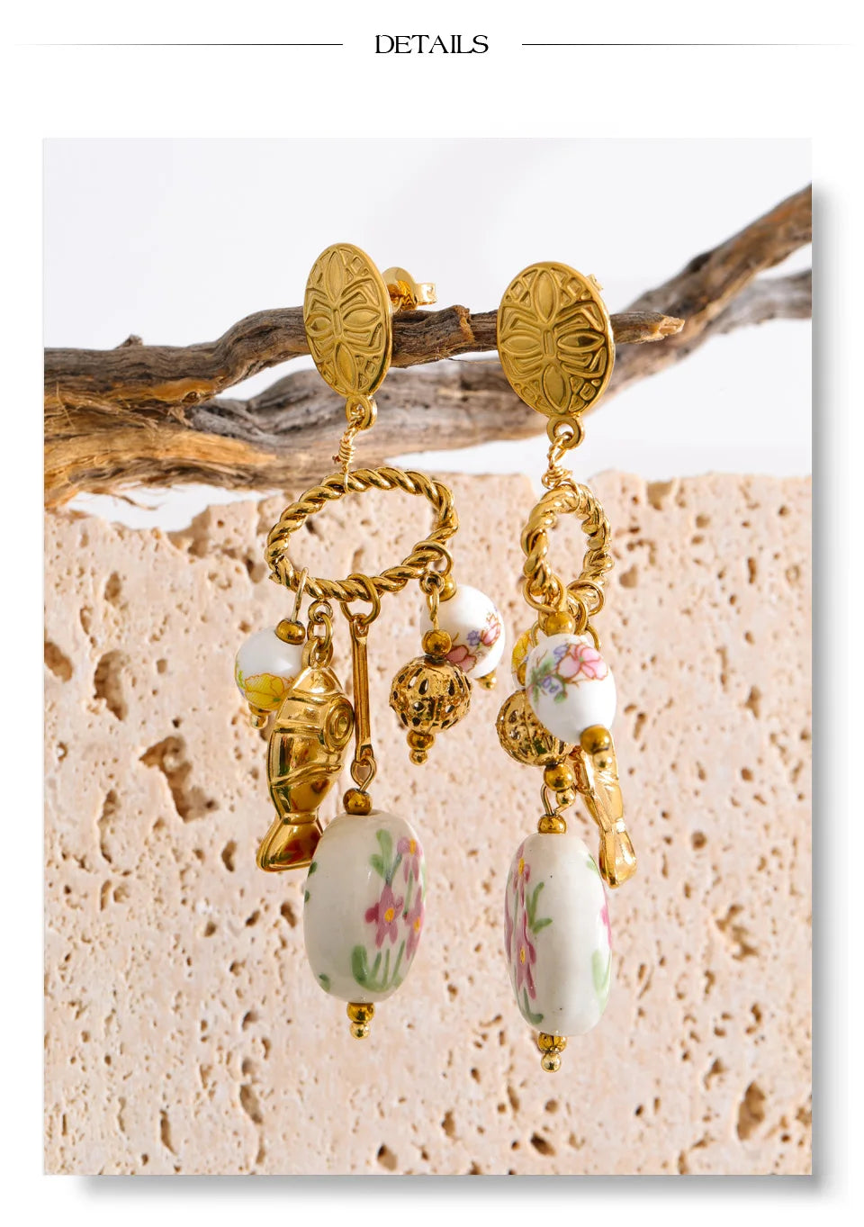 Gold Plated Flower Drop Stainless Steel