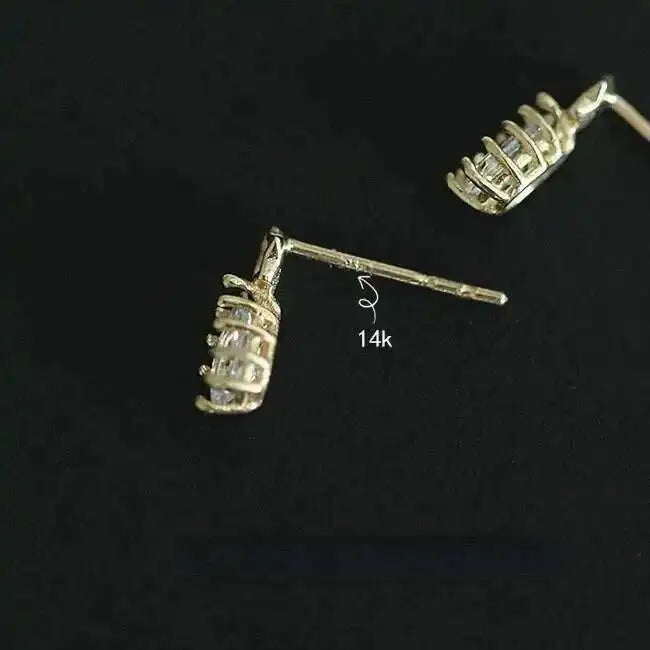 14K Gold Star Zircon Drop Earrings