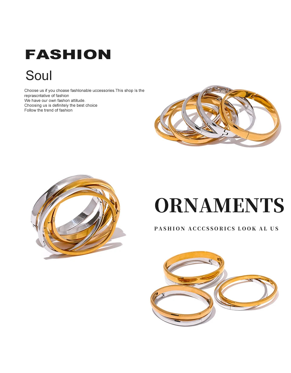 Minimalist Vintage Gold Stainless Steel Bangle Waterproof