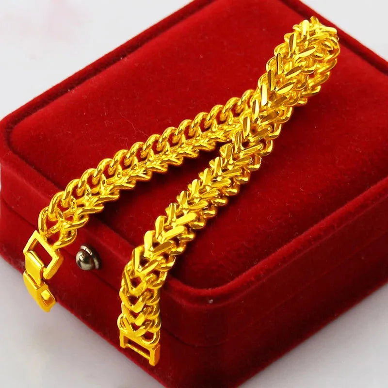 24K Gold Tank Flat Whip Bracelet