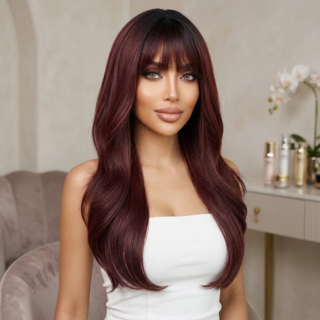 Long Wavy Wig with Bangs