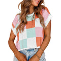 Color Block Checkerboard Knit Crop
