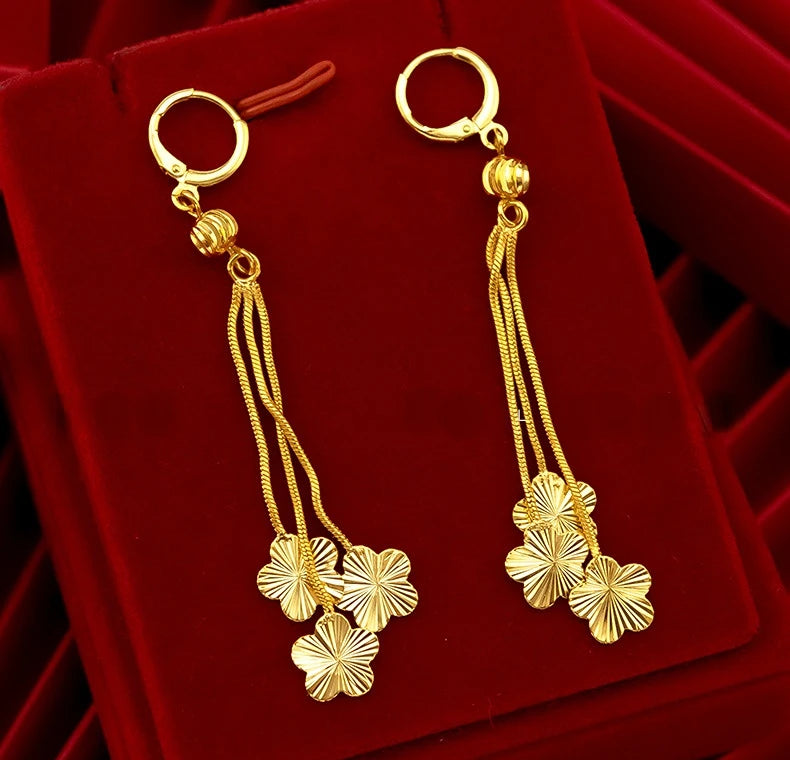 18K Gold Tassel Drop Earrings