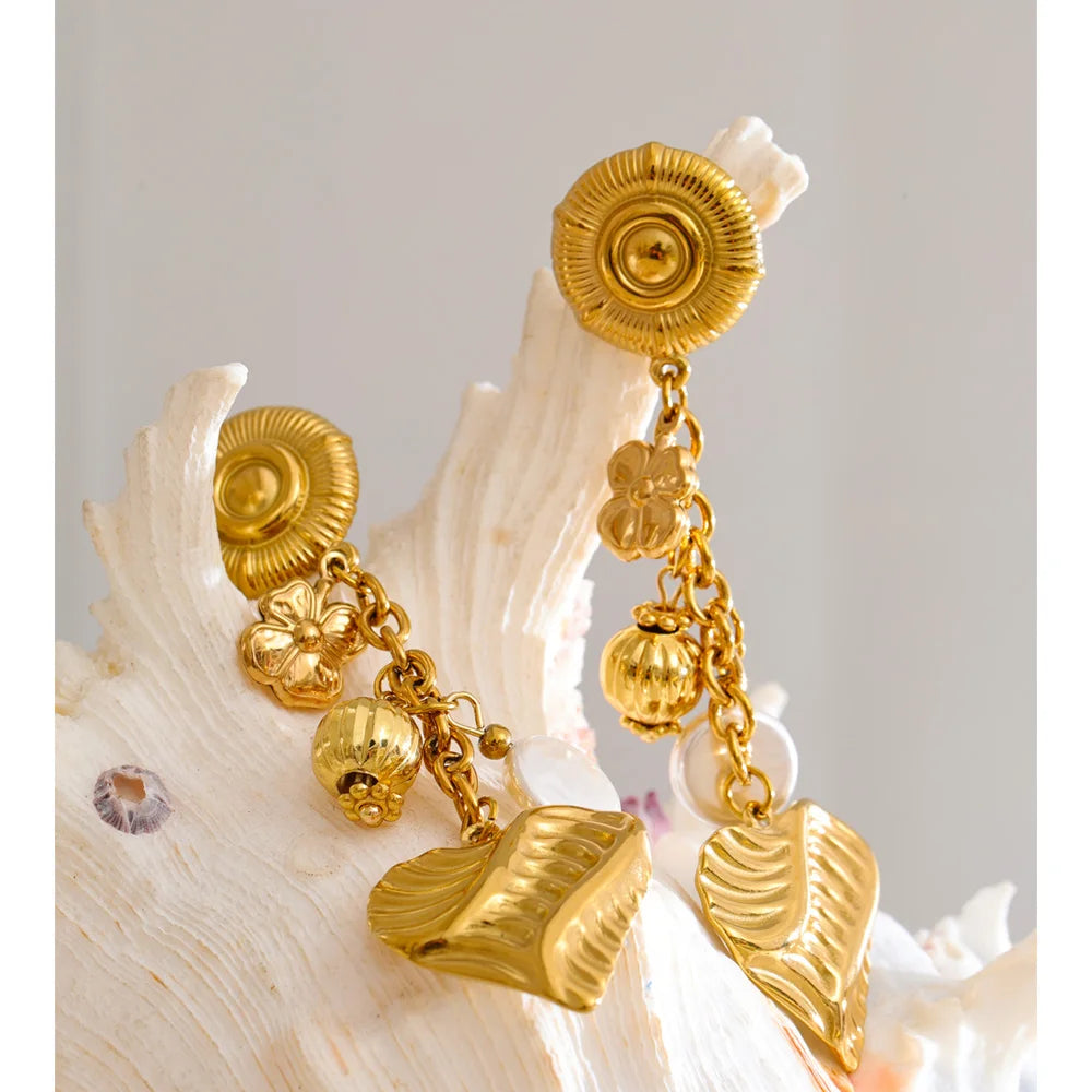 Gold Plated Heart Drop Stainless Steel