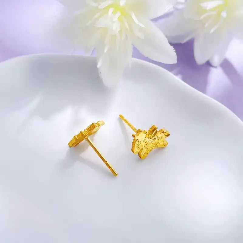24K Gold Horse Brings Wealth Earrings