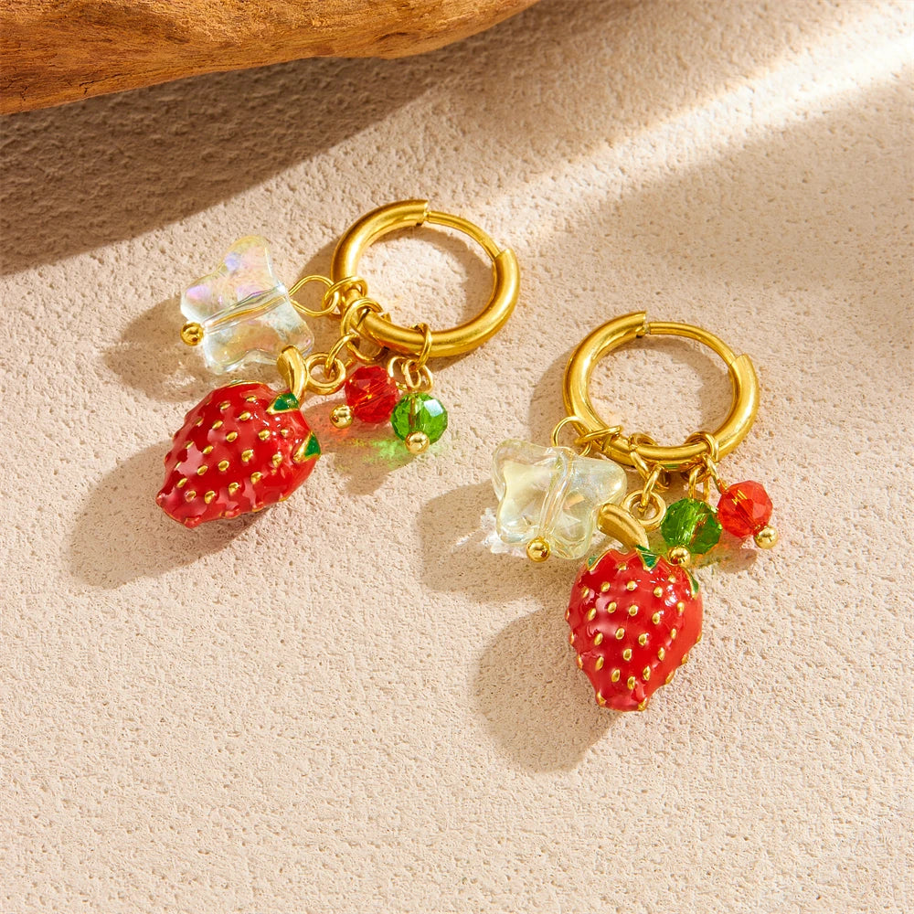 Strawberry Earrings Stainless Steel