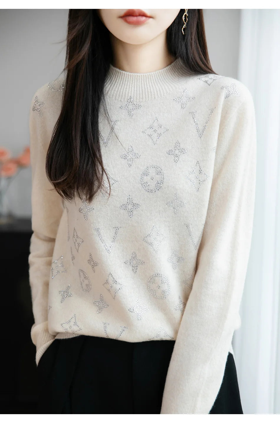 Women’s Fine Knit Half Turtleneck Sweater – Elegant Casual Style