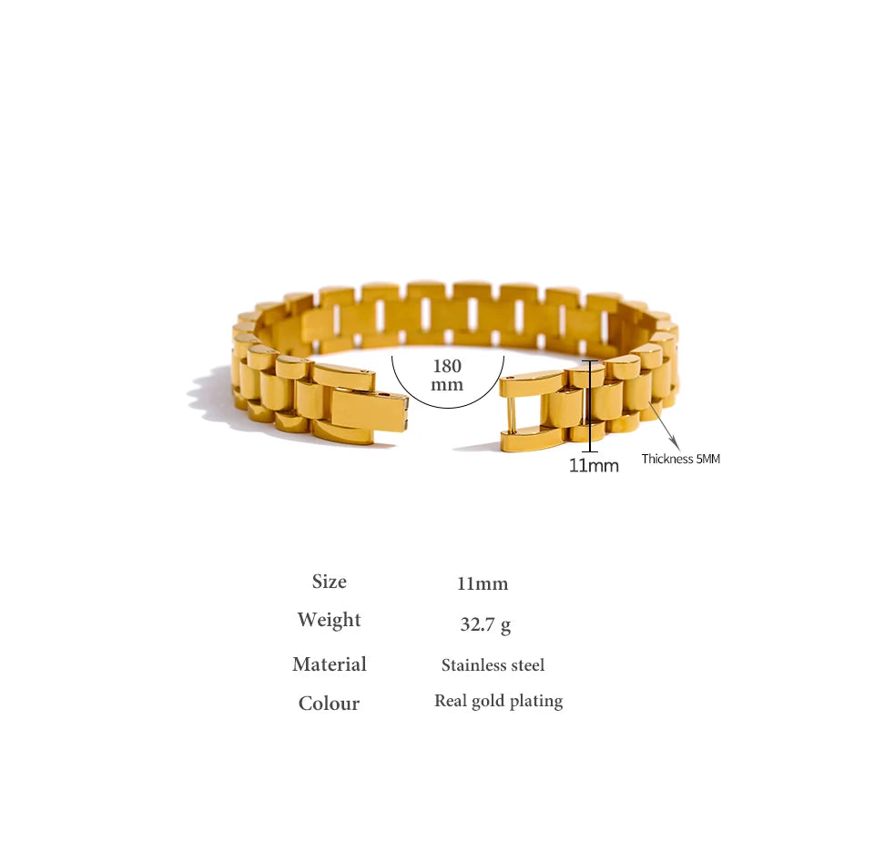 Vintage Gold Plated Stainless Steel Chain Bracelet Waterproof