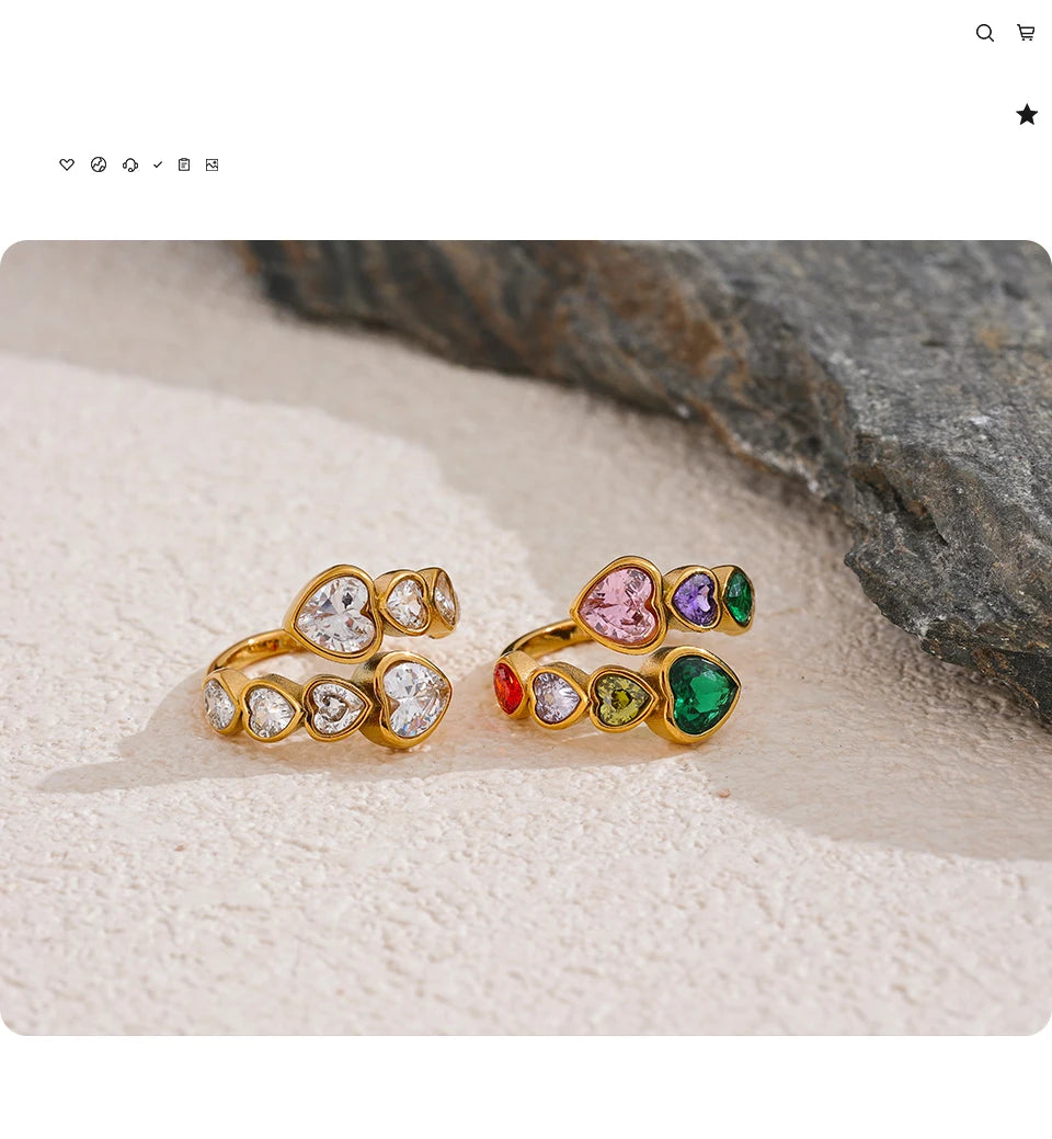 18K Gold Plated Heart Ring Stainless Steel