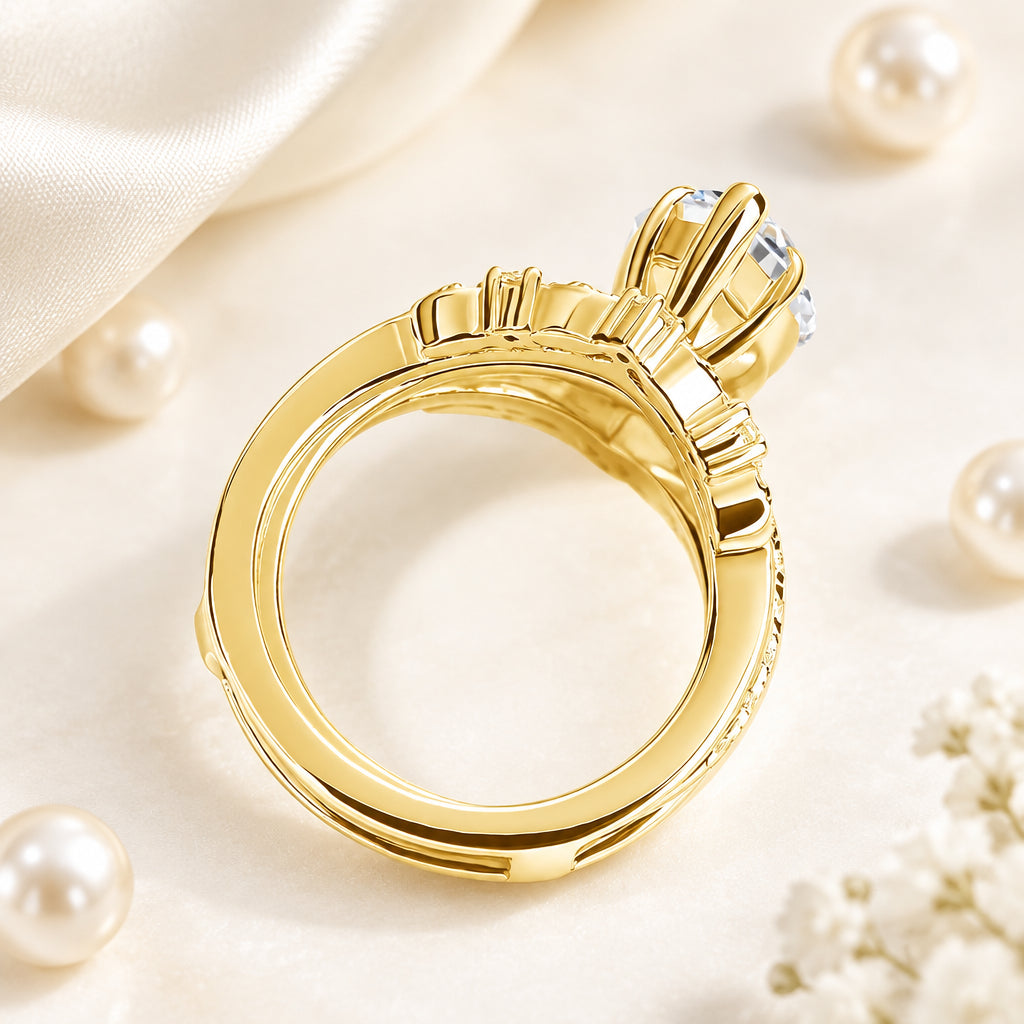 3CT Pear Cut Moissanite Bridal Ring Set