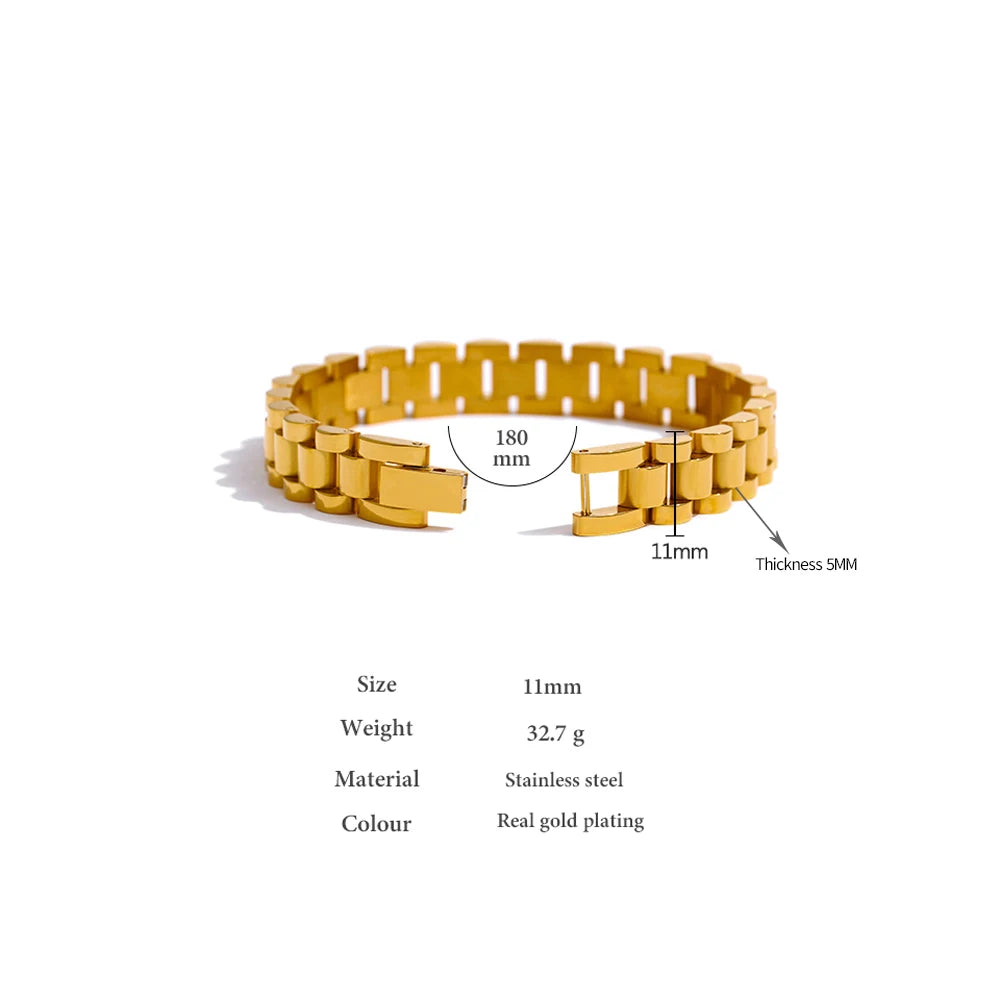 Vintage Gold Plated Stainless Steel Chain Bracelet Waterproof