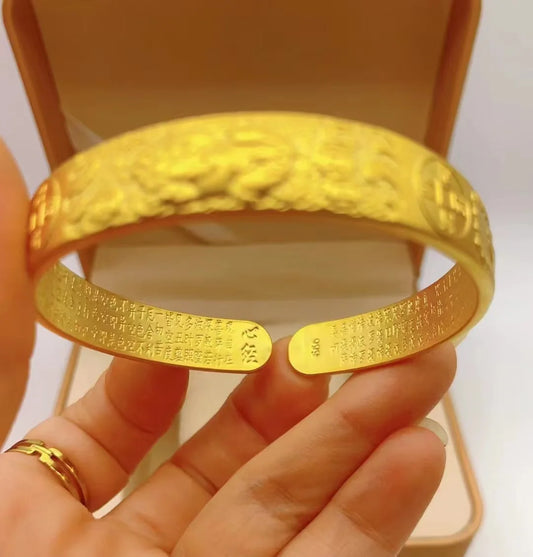 24K Gold Pi Xiu Fish Scale Open Bracelet