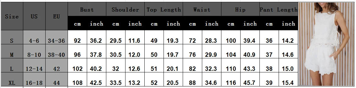 2 Piece Outfit Embroidered Tank Top Shorts Set Sleeveless