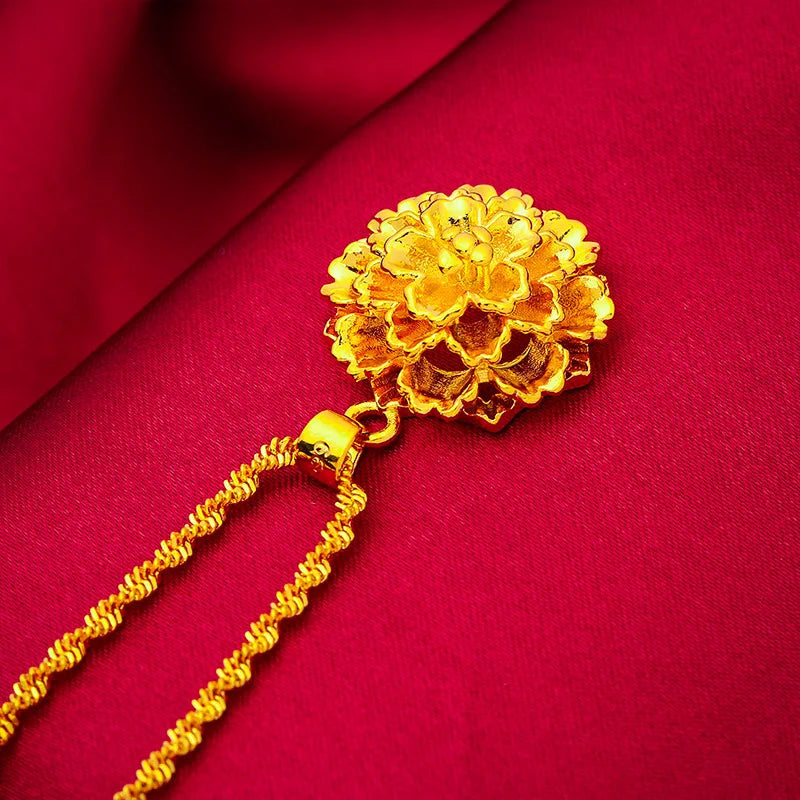 24K Gold Flower Pendant