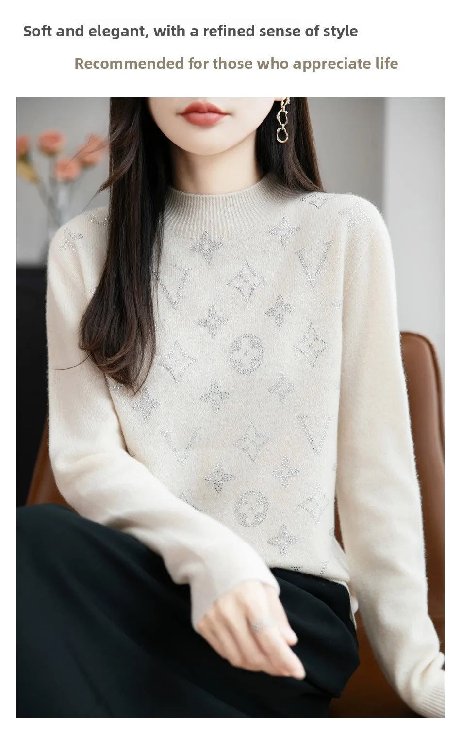 Women’s Fine Knit Half Turtleneck Sweater – Elegant Casual Style
