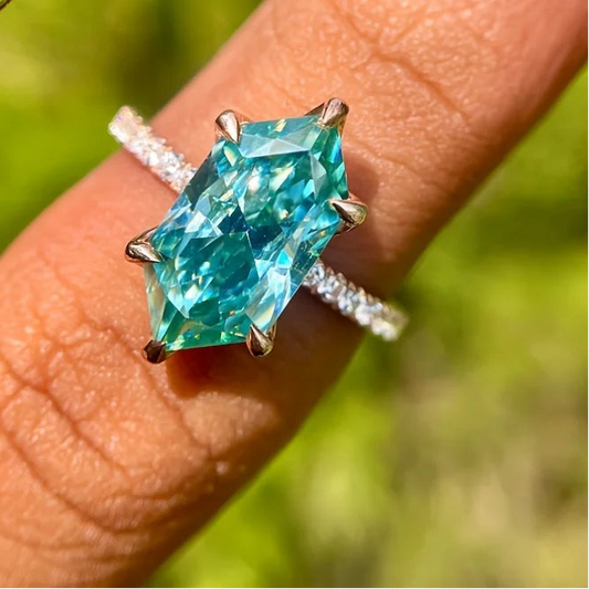 14K Gold Plated Blue Green Marquise Vintage Ring