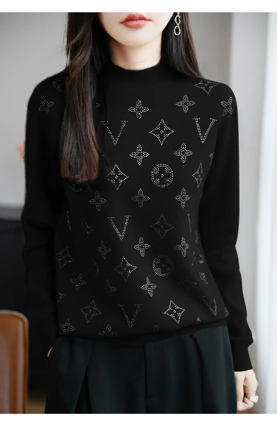 Women’s Fine Knit Half Turtleneck Sweater – Elegant Casual Style