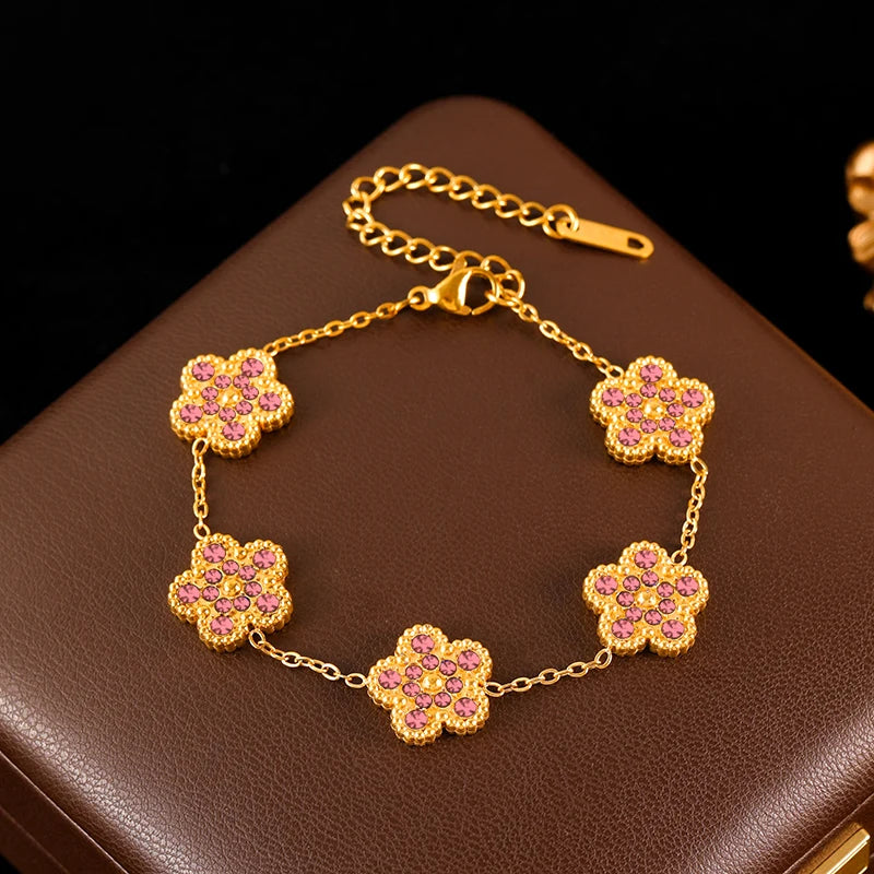 Clover Flower Stainless Waterproof Vintage Jewelry Set