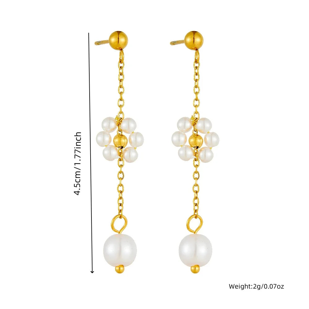Pearl Flower Jewelry Set Stainless Steel