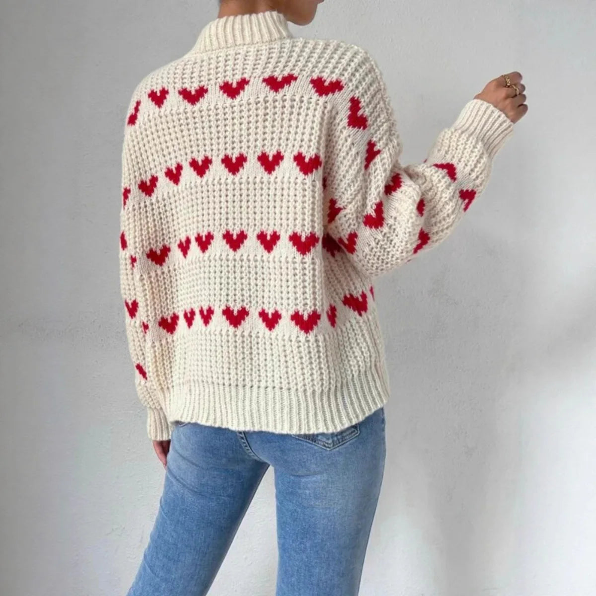 Women’s Loose Heart Knit Sweater