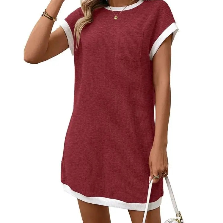 Casual Ribbed Knit Mini Dress