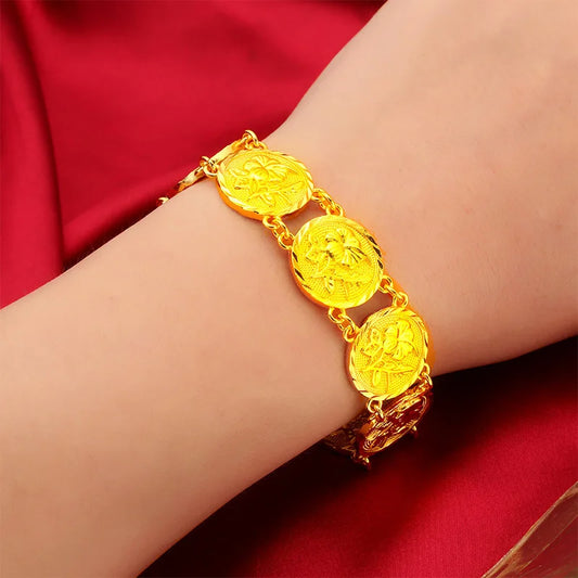 24K Gold Rose Bracelet 20mm Wide