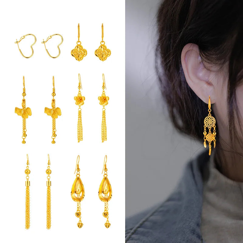 Elegant Gold-Plated Tassel Drop Vintage Earrings