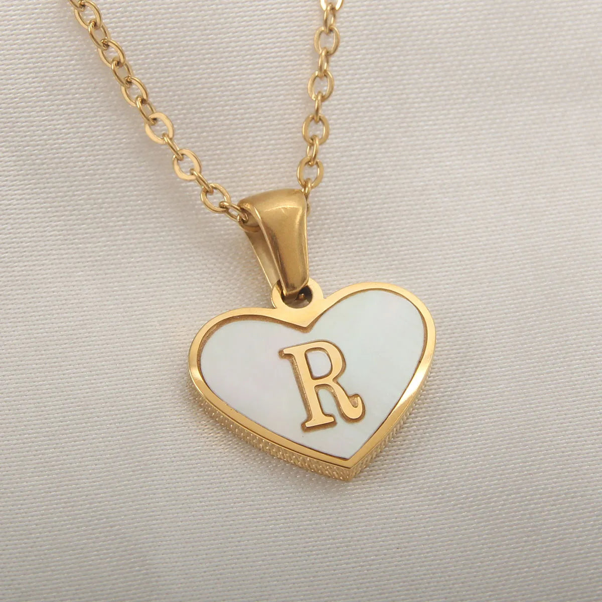 Gold Plated Initial Necklace Stainless Steel