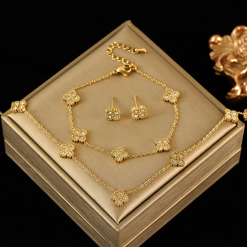 Flower Stainless Steel Vintage Jewelry Set