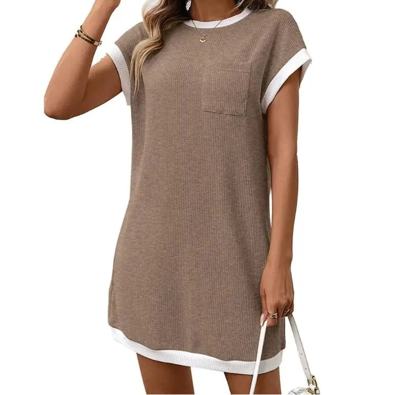 Casual Ribbed Knit Mini Dress