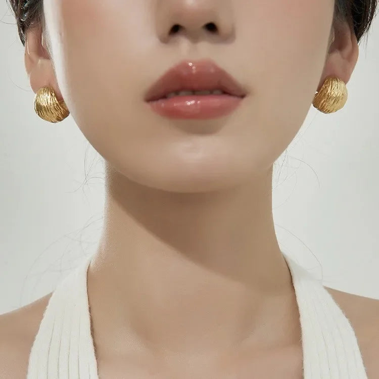 Minimalist Gold-Tone Folded Earrings