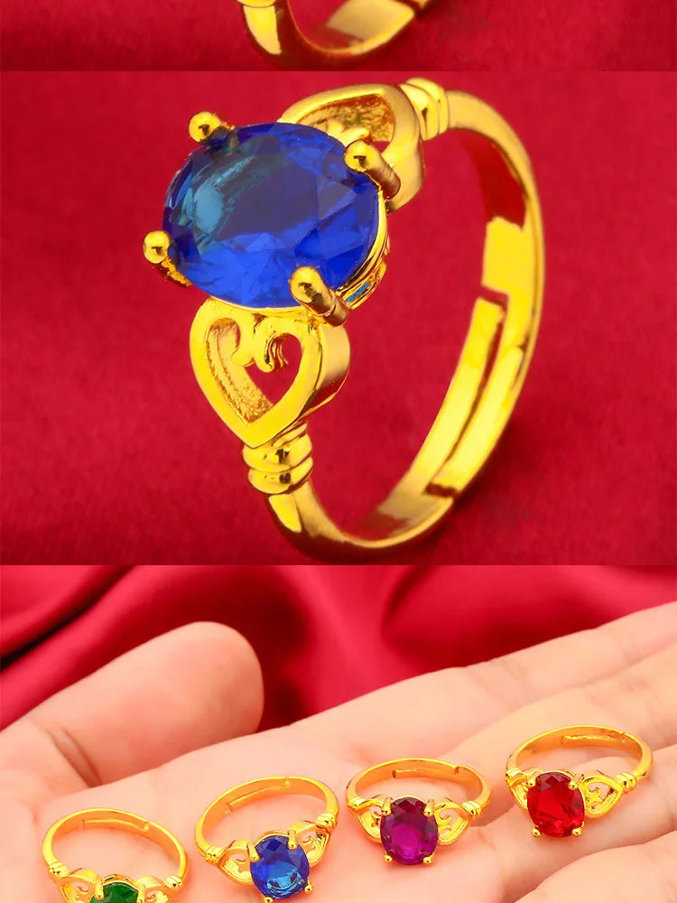 24K Gold Vintage Enamel Ring Adjustable