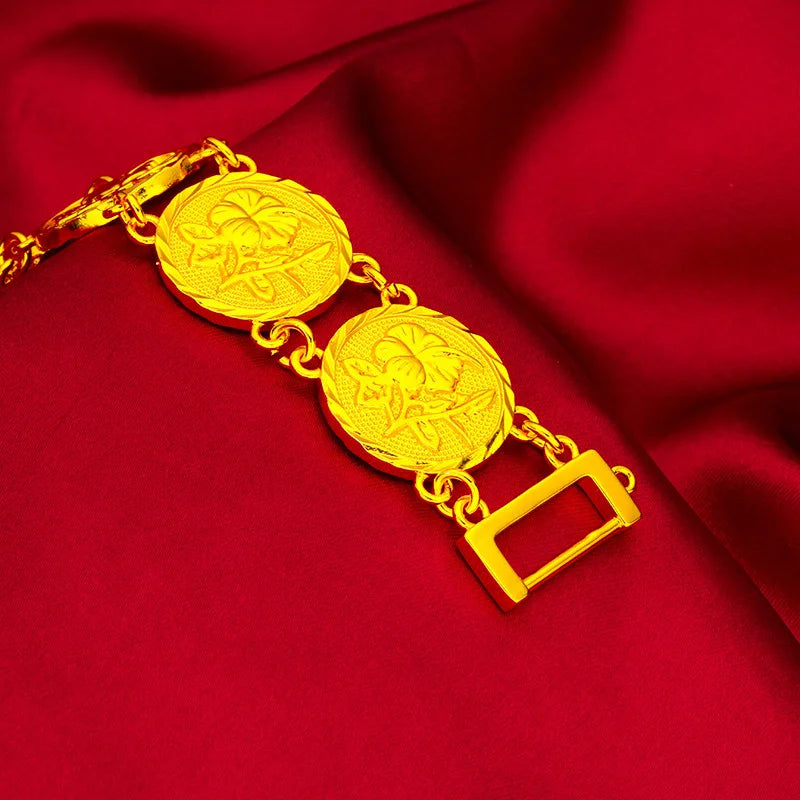 24K Gold Rose Bracelet 20mm Wide