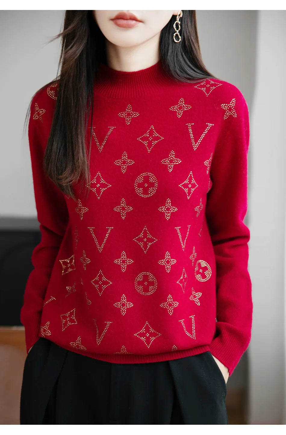 Women’s Fine Knit Half Turtleneck Sweater – Elegant Casual Style