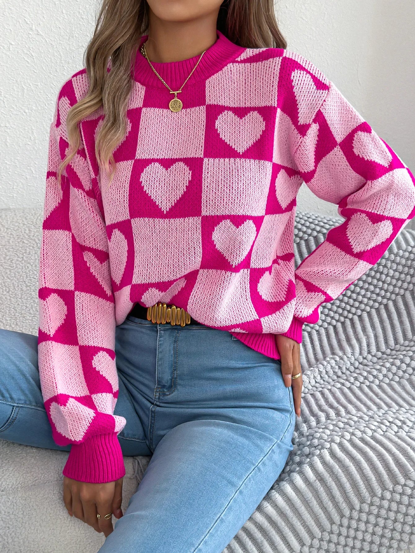 Valentine’s Day Heart Lantern Sleeve Sweater