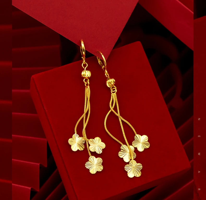18K Gold Tassel Drop Earrings