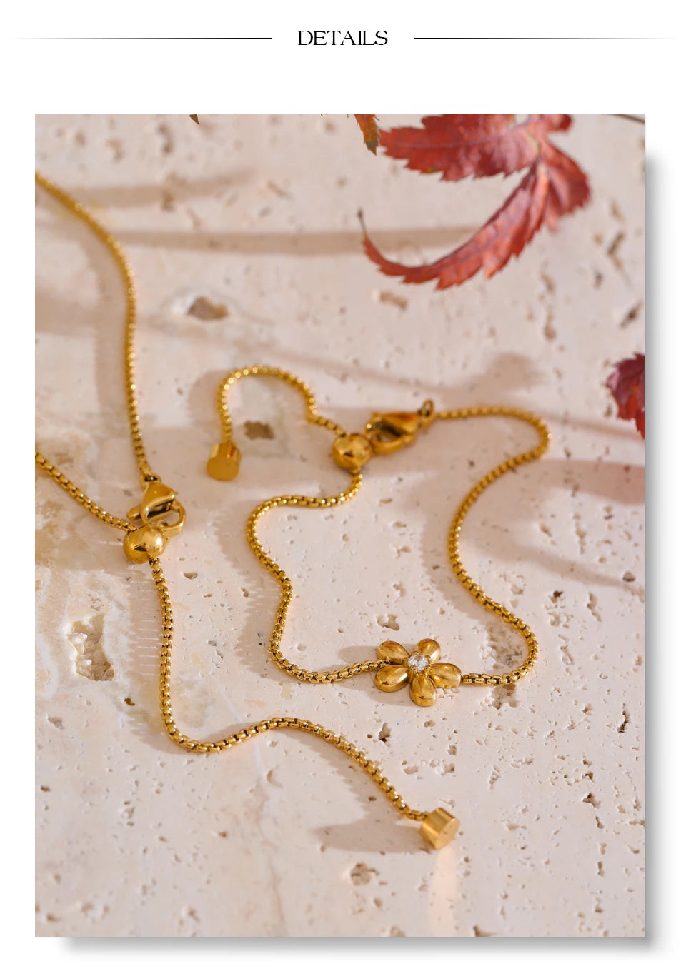 18K Gold Plated Stainless Steel Zirconia Flower