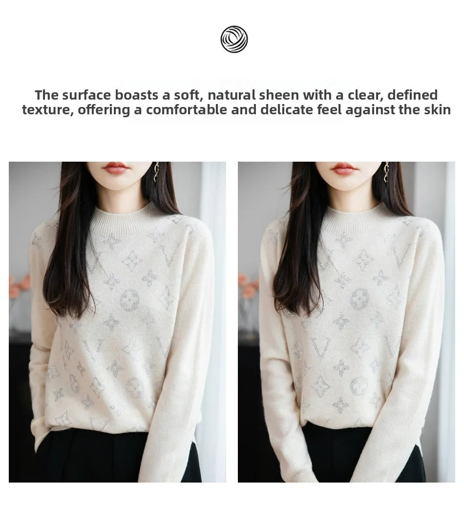Women’s Fine Knit Half Turtleneck Sweater – Elegant Casual Style