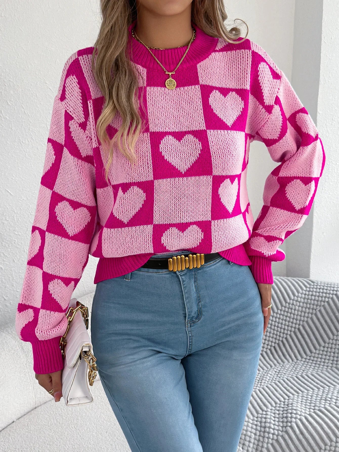 Valentine’s Day Heart Lantern Sleeve Sweater