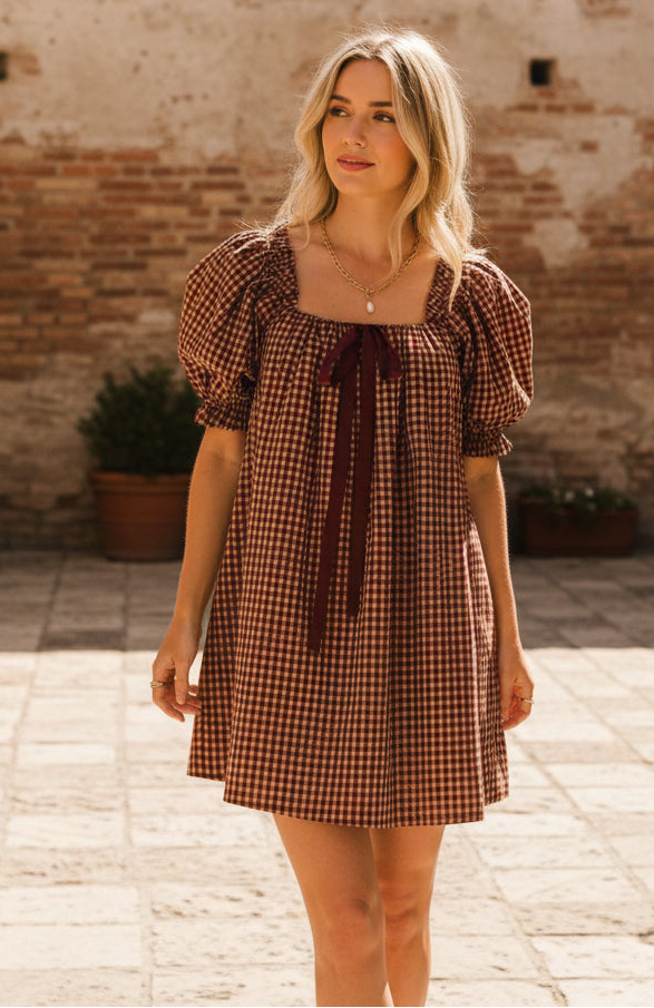 Plaid Babydoll Mini Dress