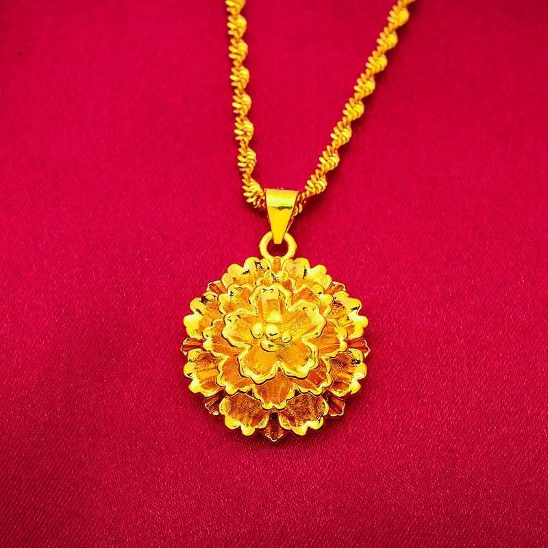 24K Gold Flower Pendant
