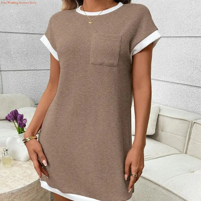 Casual Ribbed Knit Mini Dress