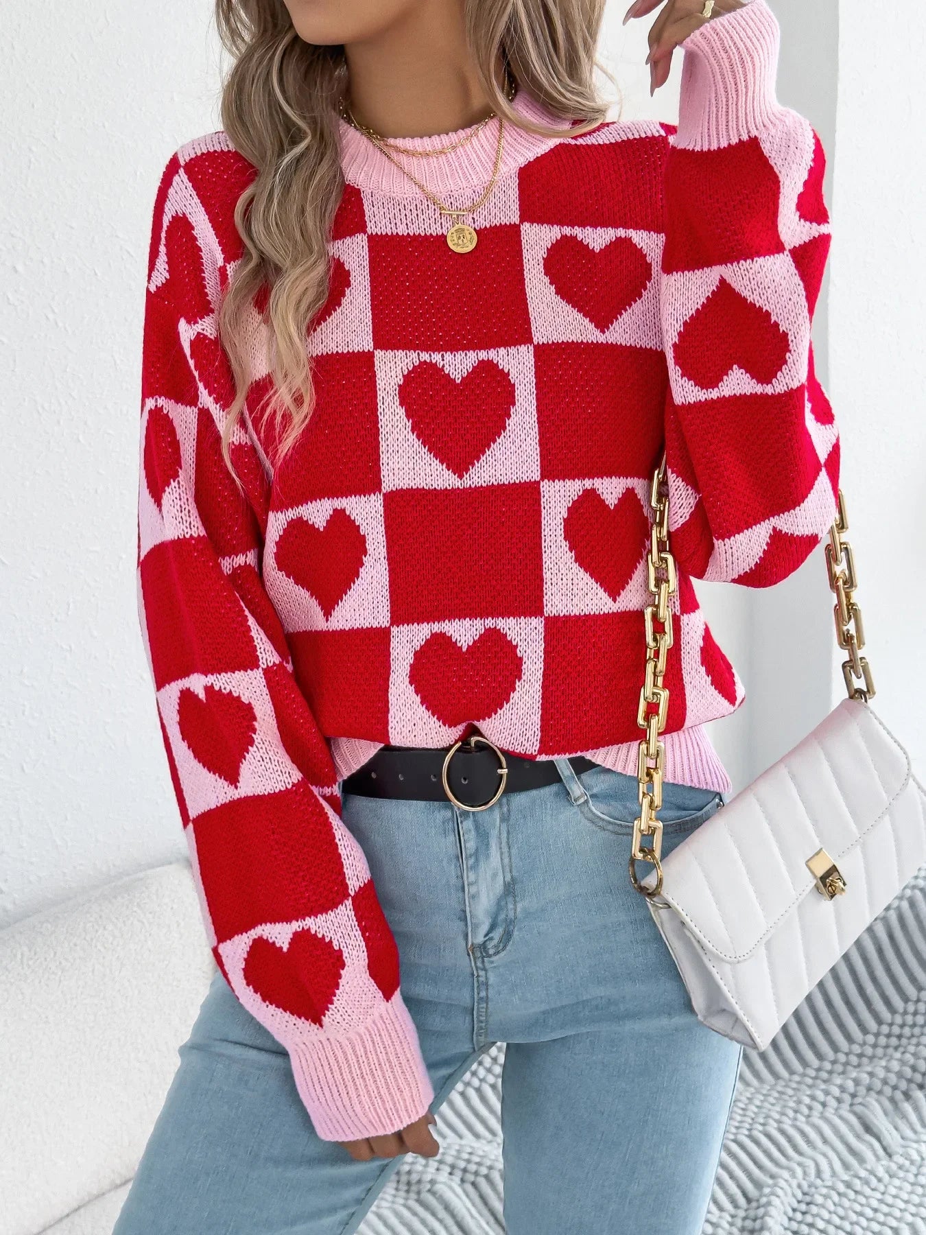 Valentine’s Day Heart Lantern Sleeve Sweater