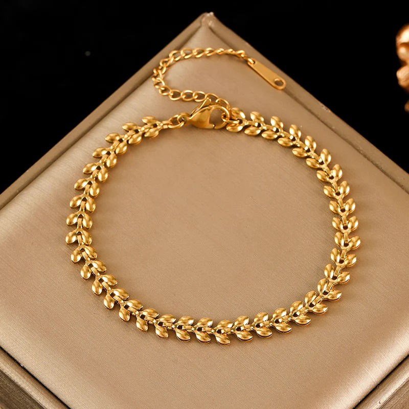 Gold Wheat Chain Jewelry Set