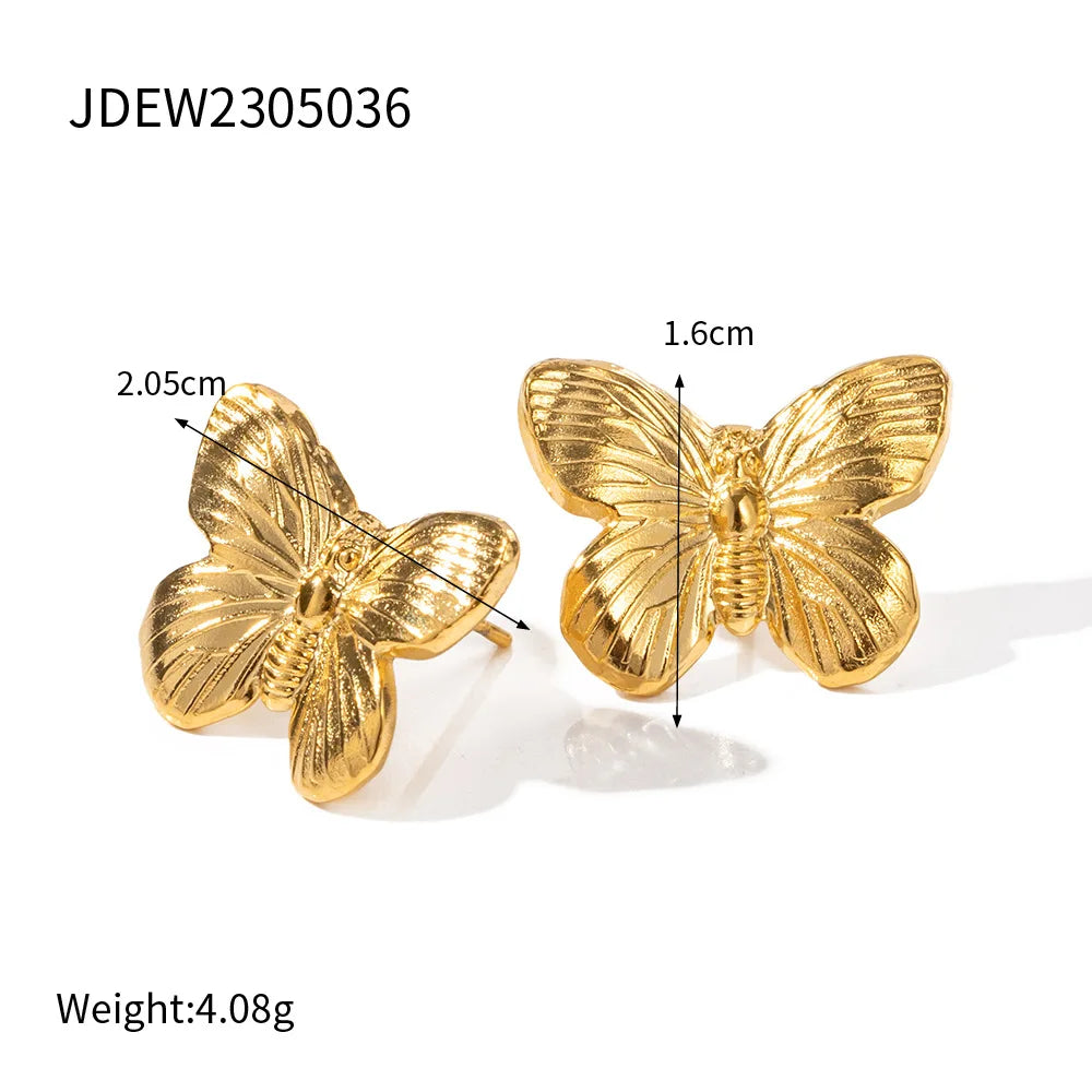 Butterfly Stainless Steel Jewelry Bracelet Ring Earrings Necklace